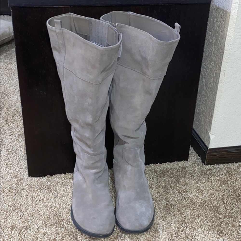 Torrid Taupe Suede Knee High Boots 10.5w extra wide calf!